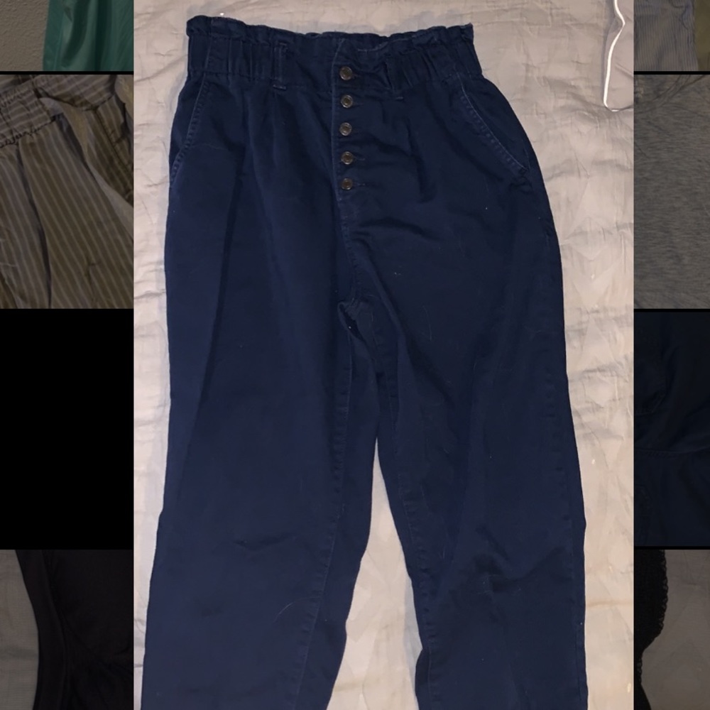 Navy Paperbag pants